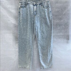 Light Blue Embellished Women's Jeans